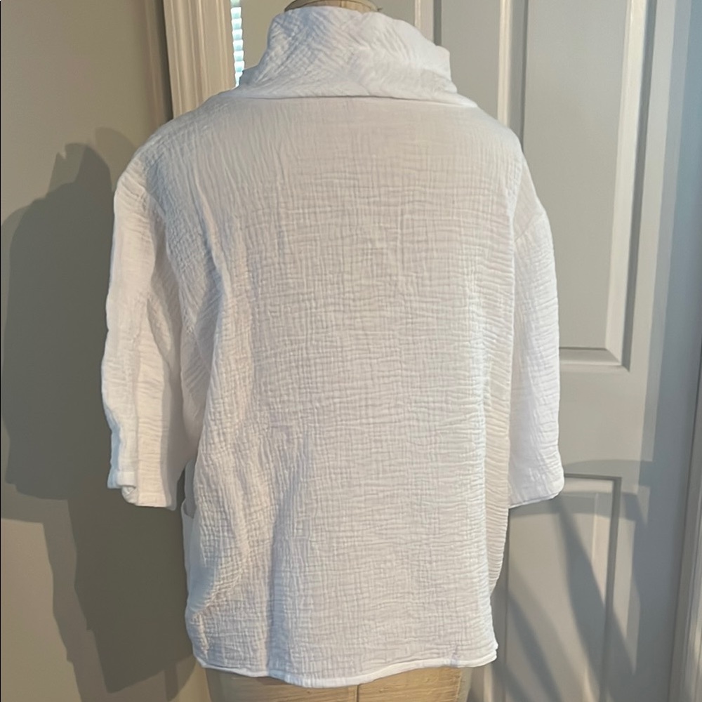 Toofan Women's White Cowl gauze Neck Top - Picture 5 of 6